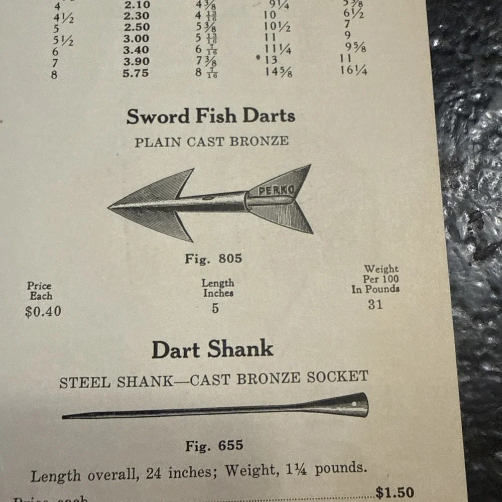 VTG 1930 Print Ad Perko Sword Fish Dart Fishing Shank Stove Oven Ship Boat Art